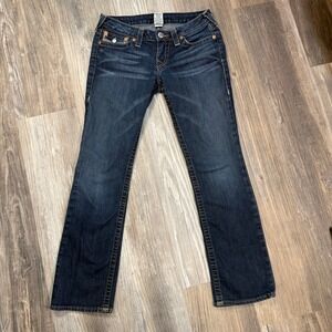 Vintage True Religion Section Straight Jeans Y2K Women 28 Dark Wash Low Rise USA